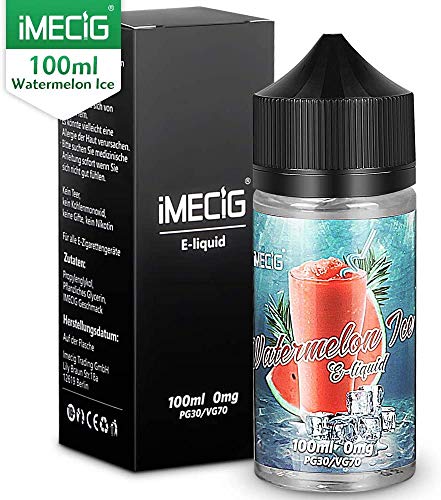 IMECIG 100ml E líquido Ice Sandía Liquido Vaper Para Cigarros electronicos 70/30 E Liquid Cigarrillo Electronico Premium Sabores Vapeador 0mg Nicotina