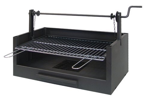 Imex El Zorro 71508 - Cajón barbacoa elevador, parrilla cincada, 63 x 75 x 42 cm, color negro