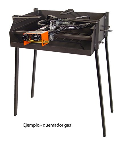 IMEX EL ZORRO Barbacoa Cuadrada con Soporte para Paella, 60 x 40 x 75 cm, Negro, 71585