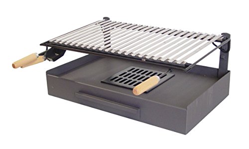 IMEX EL ZORRO Cajón para Barbacoa con Parrilla de INOX, 68 x 40 x 26 cm, Negro, 71409