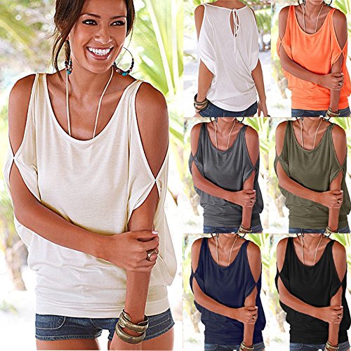 iMixCity Verano Camisas De Hombro Frío Blusas Tops del Batwing Camisetas sin Mangas Camiseta Casual Camiseta para Mujer (M, Negro)