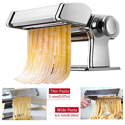 ImnBest Máquina de Pasta Manual, Rejilla de Secado de Pasta Gift, máquina de Pasta de Acero Inoxidable, máquina de Pasta Manual con 2 Rodillos de Pasta Diferentes