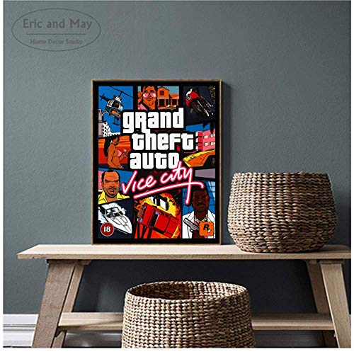 Imprimir en Lienzo Vice City Cita Carteles e Impresiones Arte de la Lona Cuadros Decorativos de Pared para Sala de Estar Decoración para el hogar 60x90cm sin Marco