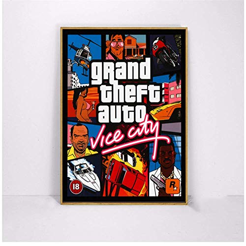 Imprimir en Lienzo Vice City Cita Carteles e Impresiones Arte de la Lona Cuadros Decorativos de Pared para Sala de Estar Decoración para el hogar 60x90cm sin Marco