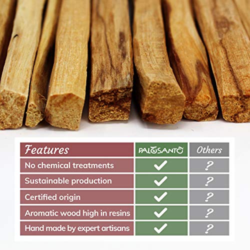 Incienso Natural Palo Santo - Palitos Variedad Especial - 5 Palitos - Aroma para la meditación, la Lectura, la relajación - Original Bursera Graveolens