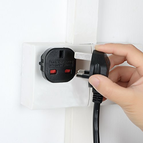 Incutex 2X Adaptador UK España, Adaptador UK EU, Adaptador Enchufe inglés a español, Negro