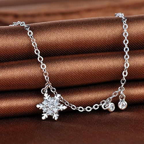 Infinite U Classic Copo de Nieve Pulsera Plata de ley 925 circonita cúbica mano cadena de para las mujeres/niñas, ajustable, plata