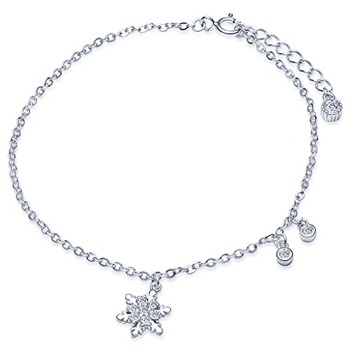 Infinite U Classic Copo de Nieve Pulsera Plata de ley 925 circonita cúbica mano cadena de para las mujeres/niñas, ajustable, plata