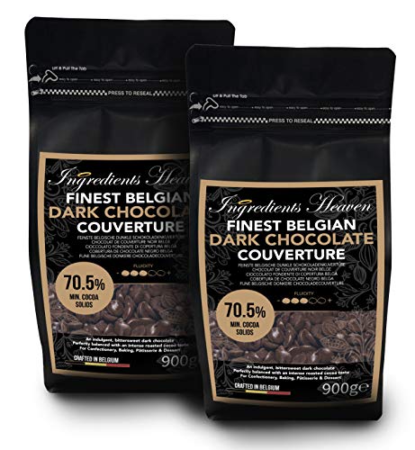 Ingredients Heaven - 70,5% Cobertura de Chocolate Negro Belga - Finest Belgian Dark Chocolate Couverture – Doble Paquete (2 x 900g)