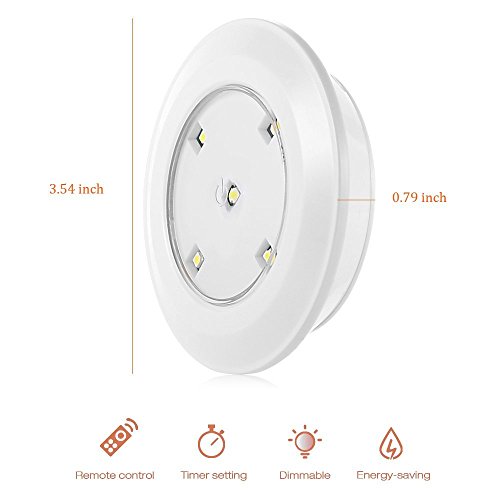 InLife Luz de Armario Pack de 6 Luces Control Remoto Blanco Luz Nocturna LED Inalámbrica para Baño Armario Cocina Escaleras Pared (6 pack) [Clase de eficiencia energética A+++]