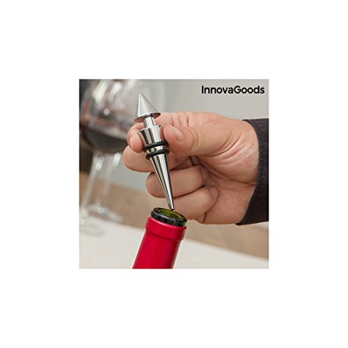 InnovaGoods Estuche de Vino Botella, Acero Inoxidable, Negro, 7x7x33 cm