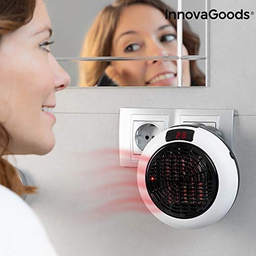 InnovaGoods IG814045 Calefactor Cerámico de Enchufe con Mando a Distancia 600W, 600 W, Plástico, Blanco