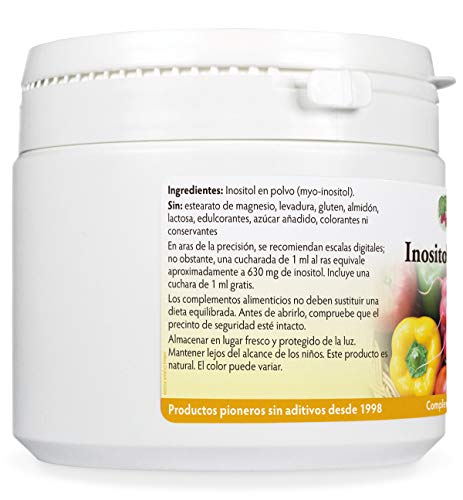 Inositol (Myo-Inositol) en polvo 300g, También llamado Vitamina B8, Alta absorción, VEGANO, Sin Estearato de magnesio o aditivos desagradables, Incluye cucharada gratis, Producido en Gales