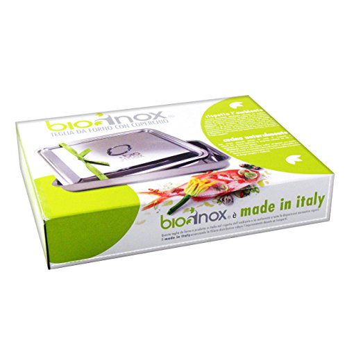 Inoxriv - Bioinox, Bandeja Rectangular con Tapa, Acero Inoxidable 18/10 35 x 27 cm