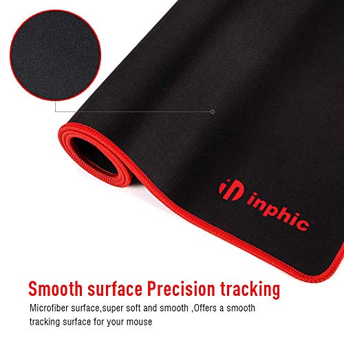 Inphic Alfombrilla Ratón Grande Gaming Mouse Pad (700 x 300 x 3 mm, tamaño XXL), Resistente al Agua y Base de Goma Antideslizante, Superficie cómoda con Textura para Mac PC portátil, Color Negro