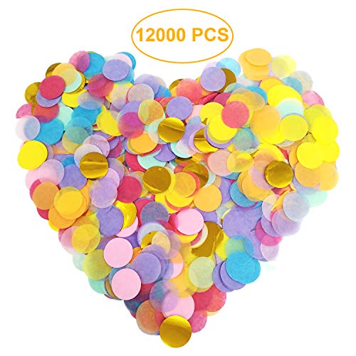 Inpion 12000 Piezas de Confeti de Papel Redondo Multicolor – 1 Pulgada de Confeti de Tejido para decoración de Globos de Fiesta o Boda