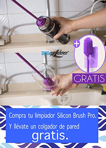 INSTAconfidence 2020 Limpia Botellas de Silicona XXL (Violeta) Sin BPA Antibacterias Cepillo Limpia Biberones Limpieza Hogar Jarron Cachimba Camping