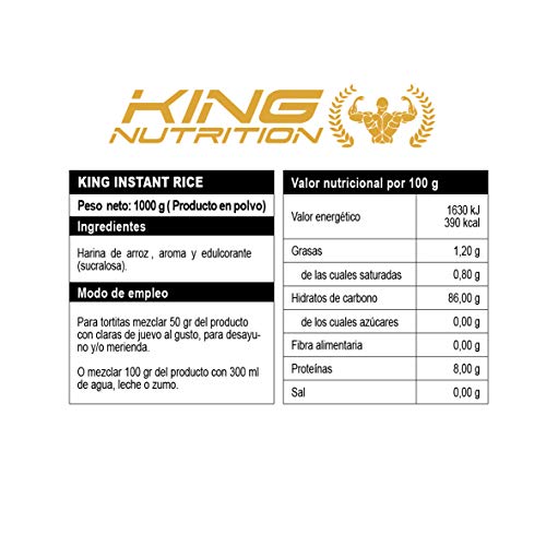 INSTANT RICE 1Kg Chocolate Blanco King Nutrition harina de arroz instantanea SIN GLUTEN