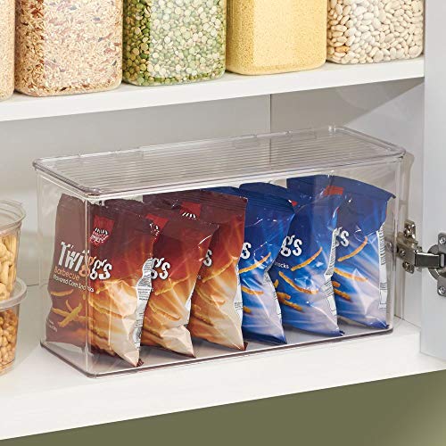 InterDesign Cabinet/Kitchen Binz Cajas de almacenaje, organizadores de cocina de plástico, cajas apilables con tapa para los alimentos, transparente