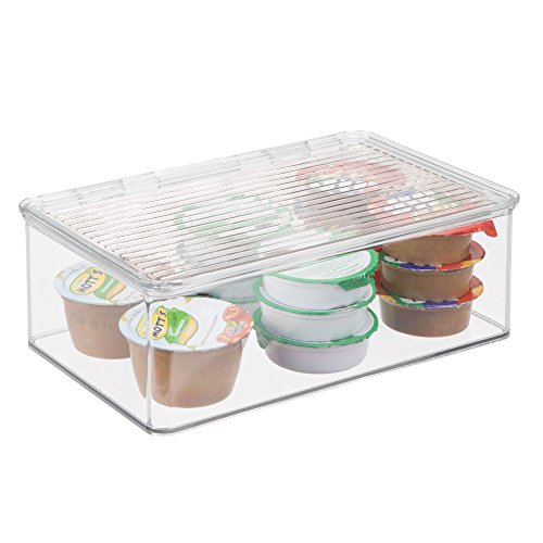 InterDesign Cabinet/Kitchen Binz Cajas de almacenaje, organizadores de cocina extragrandes de plástico, cajas apilables con tapa, transparente