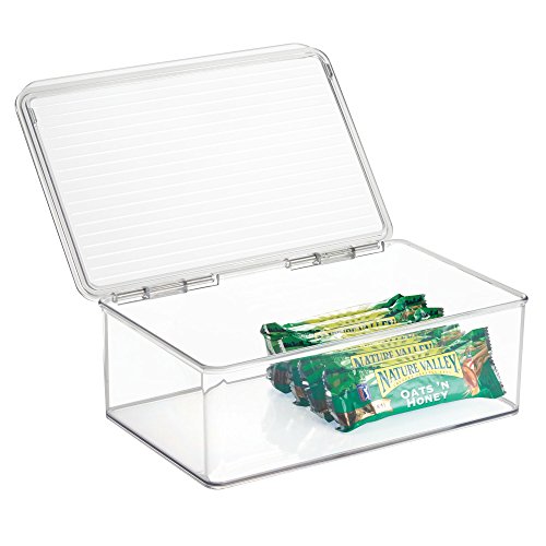 InterDesign Cabinet/Kitchen Binz Cajas de almacenaje, organizadores de cocina extragrandes de plástico, cajas apilables con tapa, transparente