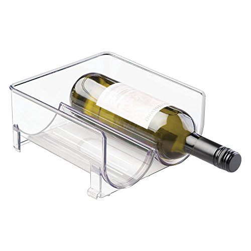 InterDesign Fridge/Freeze Binz Botellero de vino para 2 botellas, estante apilable en plástico, botellero para frigorífico, transparente