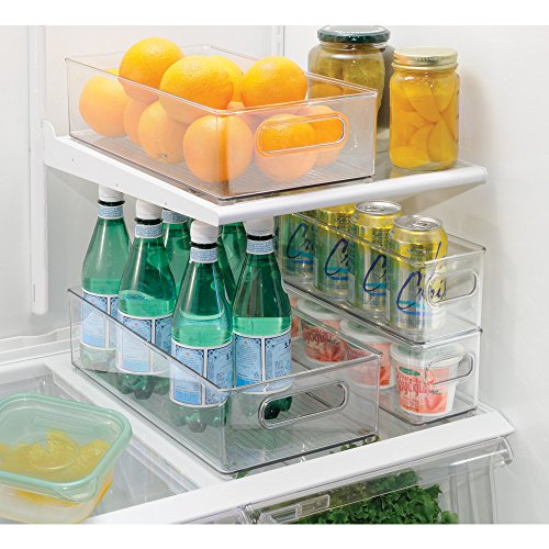 InterDesign Fridge/Freeze Binz Organizador para nevera, organizador de frigorífico de plástico, cajas de almacenaje apilables, transparente