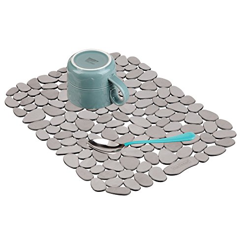 InterDesign Pebblz Protector de Fregadero, Alfombrilla escurreplatos Grande en plástico, salvaplatos Recortable para Pila, Gris Grafito