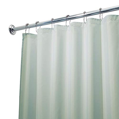 InterDesign Poly SC/Liner Cortina de baño de tela | Cortina impermeable con dobladillo reforzado | Cortina de ducha lavable a máquina, 183,0 cm x 183,0 cm | Poliéster verde mar