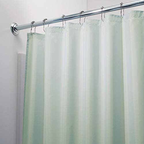 InterDesign Poly SC/Liner Cortina de baño de tela | Cortina impermeable con dobladillo reforzado | Cortina de ducha lavable a máquina, 183,0 cm x 183,0 cm | Poliéster verde mar