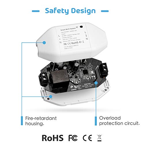 Interruptor Universal Inteligente con Wi-Fi, con Control Remoto Meross App. Compatible con Alexa, Google Assistant y SmartThings. Modelo MSS710, Paquete de 4.