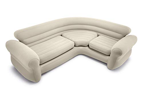 Intex 68575N, Sofá rinconera hinchable, 257x203x76 cm, color crema, three_seats, pvc - 97%; rayon - 3%