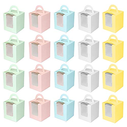 INTVN 20 Piezas Cajas de Cupcakes, Cajas para Pasteles con Ventana de PVC Transparente Muffin Simple para la decoración del Banquete de Boda