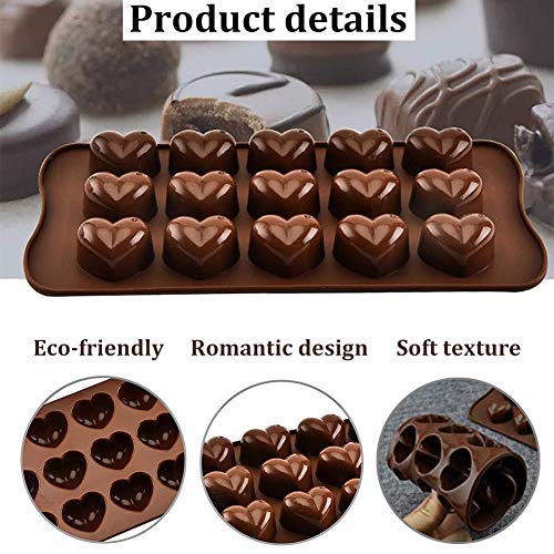 INTVN Moldes para Dulces de Chocolate, 2 Piezas Moldes de Silicona para Chocolate con Forma de Corazón Antiadherentes, para Cocina Hornear Cubitos de Hielo Bandejas para Hacer Tartas Dulces Gotas