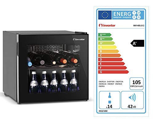 Inventor Nevera para Vinos Α+ de Compresor con 43 litros de Capacidad para 10 Botellas de Vino, Cervezas y Bebidas con 2 Años de Garantía.