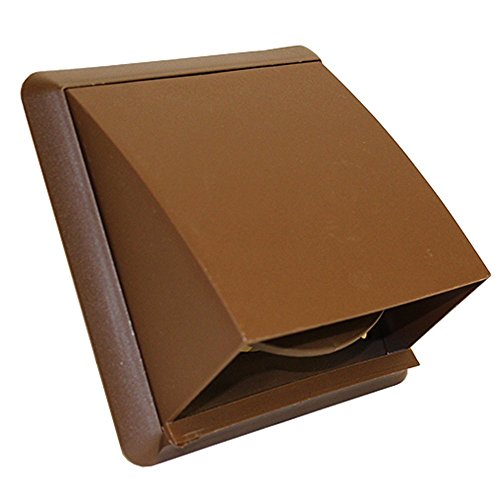 Invero® - Sacacorchos de ventilación universal para pared (redondo, resistente a la intemperie, con rejilla de ventilación, rectangular, con solapa acolchada antiretorno (110 mm x 54 mm), color marrón