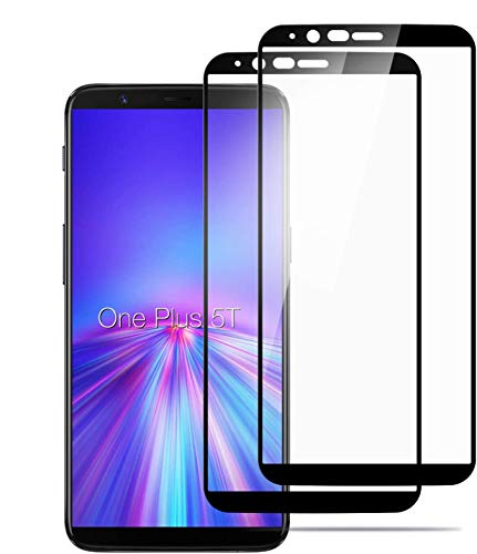 iPro Protectore de Pantalla OnePlus 5T(2 Pack),Cristal Templado,Vidrio Templado con [Cobertura Completa] [9H Dureza] [Alta Definicion] Glass Screen Protector-Negro.