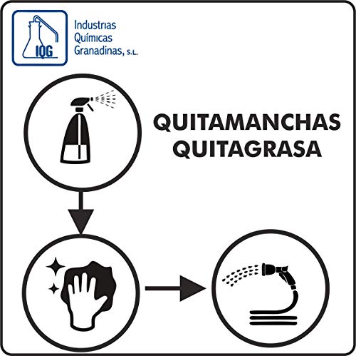 IQG QUITAGRASAS QUITAMANCHAS. Elimina Grasa, cercos de Manchas en Tejidos y Suciedad en General.5L.