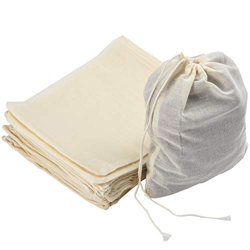 Irich 30 Piezas Bolsas de Muselina, Reutilizable Bolsas de Algodón con Cordón Bolsa de Filtro para Almacenar Hierbas Especias Artesanías (15 × 20CM)