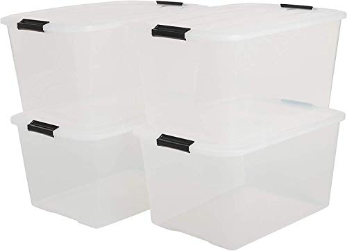 Iris 107104 Top Box TB-45 Lote de 4 Cajas apilables de Almacenamiento con Cierre de Clip, 45 L, 57,5 ​​x 39 x 30,5 cm, 4 Unidades