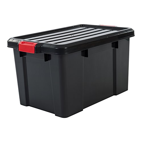 Iris Ohyama 135741 sk-450 Power Box Set de 3 cajas de almacenamiento de plástico negro 59 x 38,5 x 32 cm