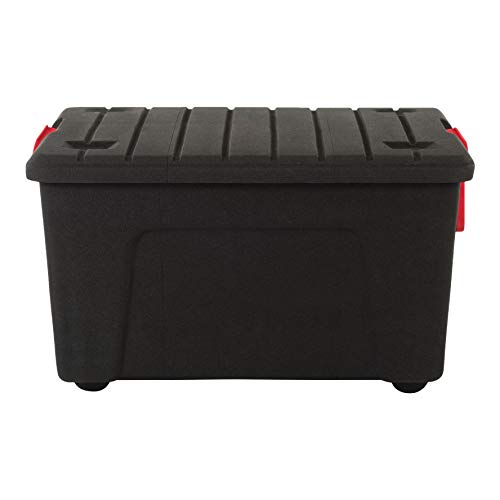 Iris Ohyama SIA-110 Store It All - Caja de Almacenamiento de Bricolaje Apilable, Plastico, 110L, Negro/Rojo, 75 x 44,5 x 44,5 cm, Lote de 2