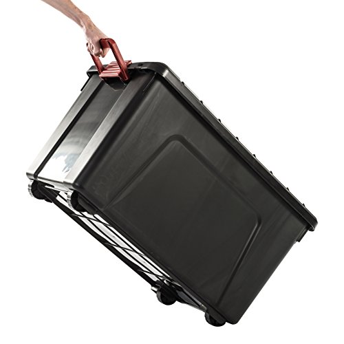 Iris Ohyama SIA-110 Store It All - Caja de Almacenamiento de Bricolaje Apilable, Plastico, 110L, Negro/Rojo, 75 x 44,5 x 44,5 cm, Lote de 2