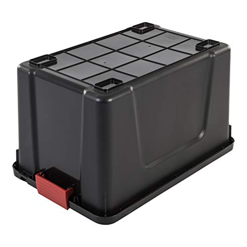 Iris Ohyama SIA-60 Store It All - Caja de Almacenamiento de Bricolaje Apilable, Plastico, 60L, Negro/Rojo, 59 x 39,5 x 35,5 cm, Lote de 3