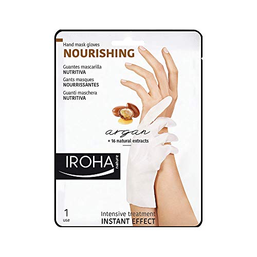 Iroha Nature - Guantes Nutritivos para Manos con Argán, 2 Guantes para un uso | Mascarilla Nutritiva Manos Aceite de Argán