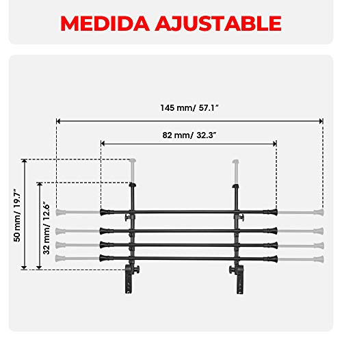 ISSYZONE Rejilla para Perros Coche Barrera Proteccion Perro Reja Seguridad Separador Metálico Aislamiento de Perros Extendable 32-50CM * 82-145CM