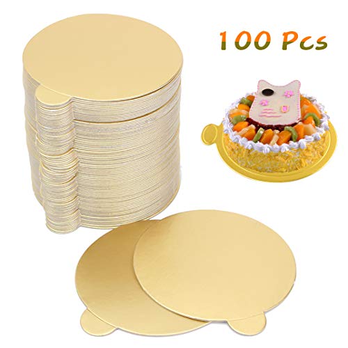 iSuperb 100PCS Bandeja Redonda para Tartas Tablas de cartón para postres y postres Ronda Mousse Cake Boards