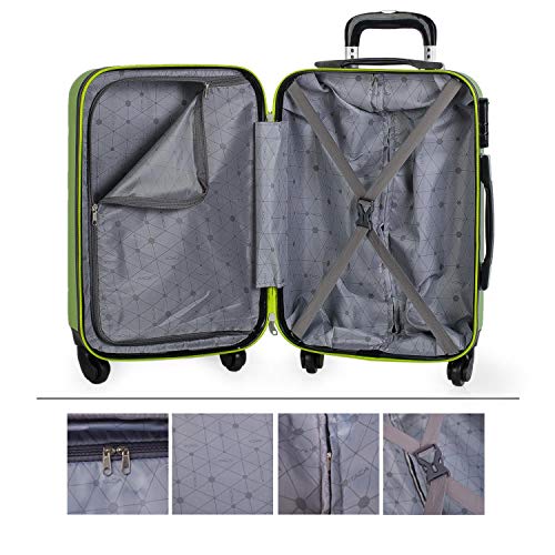 ITACA - Maleta Cabina de Viaje Rígida 4 Ruedas Trolley 55 cm ABS. Equipaje de Mano. Pequeña Cómoda Resistente Ligera y Bonita. Low Cost Ryanair Precio. 71250, Color Pistacho