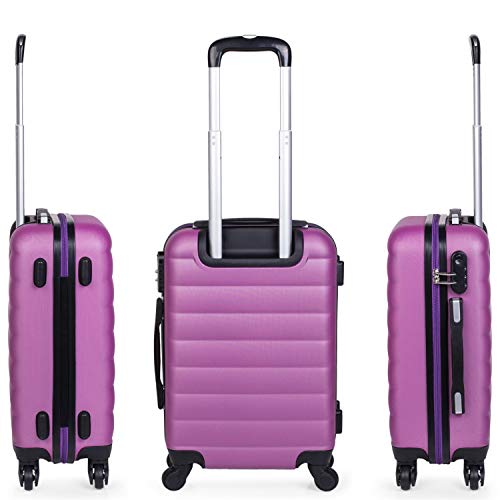 ITACA - Maleta Cabina de Viaje Rígida 4 Ruedas Trolley 55 cm ABS. Equipaje de Mano. Pequeña Cómoda Resistente Ligera y Bonita. Low Cost Ryanair Precio. 71250, Color Morado