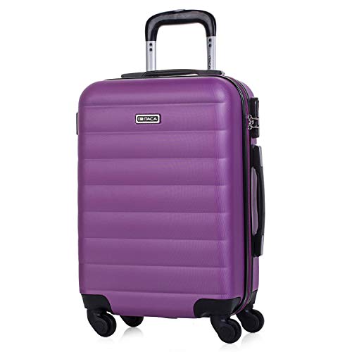 ITACA - Maleta Cabina de Viaje Rígida 4 Ruedas Trolley 55 cm ABS. Equipaje de Mano. Pequeña Cómoda Resistente Ligera y Bonita. Low Cost Ryanair Precio. 71250, Color Morado